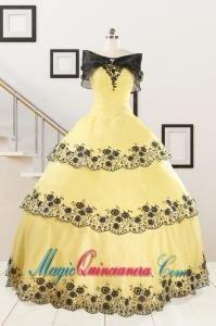 Pretty Ball Gown Appliques Quinceanera Dress for 2015