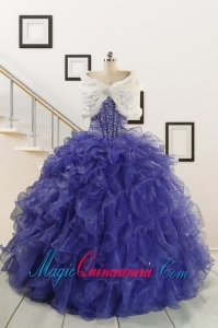 2015 Sweetheart Ruffles Purple Quinceanera Dresses with Wraps