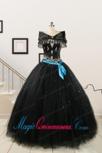 Cheap Black Quinceanera Dresses with Appliques