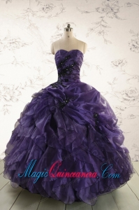 Elegant Sweetheart Appliques Purple Quinceanera Dress for 2015