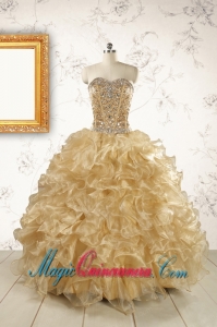 Luxurious Champange Quinceanera Dresses with Beading