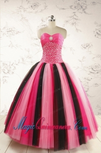 Unique Multi-color 2015 Quinceanera Dresses with Beading