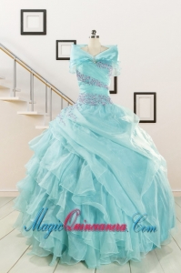Sweetheart Organza Beading and Ruffles Quinceanera Dresses for 2015