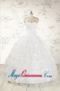 The Most Popular White Sequins Ball Gown Quinceanera Dresses for 2015