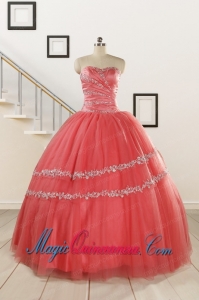 New Style Watermelon Quinceanera Dresses with Beading for 2015