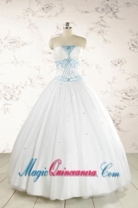 2015 Beautiful Appliques and Beading White Quinceanera Dresses