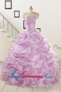 2015 Gorgeous Lilac Quinceanera Dresses with Appliques and Ruffles