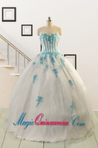 2015 Affordable White Quinceanera Dresses with Appliques