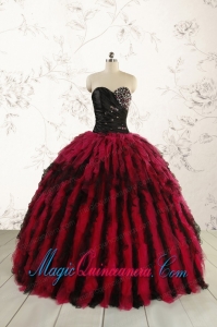 Luxurious Sweetheart Beading Quinceanera Dresses in Red and Black