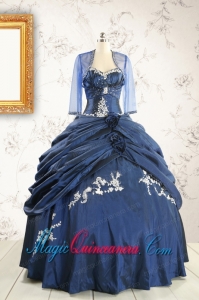 Perfect Sweetheart Navy Blue Quinceanera Dresses with Wraps