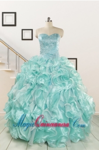 2015 Beautiful Beading Quinceanera Dresses in Apple Green