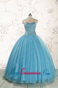 2015 Brand New Style Ball Gown Beading Quinceanera Dress in Baby Blue