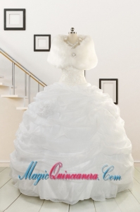 2015 Puffy Strapless New Style Beading Quinceanera Dresses