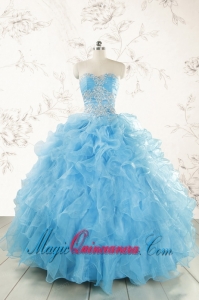 Aqua Blue Ball Gown Sweetheart Beading Sweet 16 Dresses