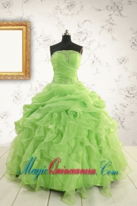 Perfect Green Quinceanera Dresses with Beading and Ruffles