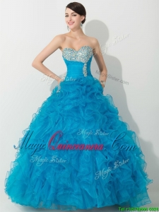 Princess Baby Blue Quinceanera Gown with Beading and Ruffles