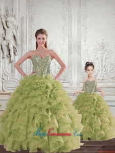 2015 Brand New Beading and Ruffles Olive Green Princesita Dress