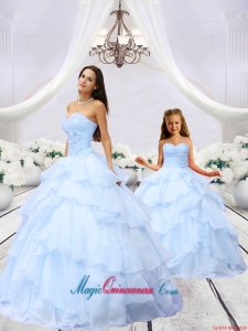 2015 Luxurious Light Blue Princesita Dress with Beading and Ruching