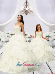 2015 Trendy Beading and Ruching Ivory Princesita Dress