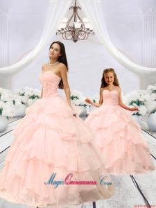 Fashionable Beading and Ruching Princesita Dress in Pink