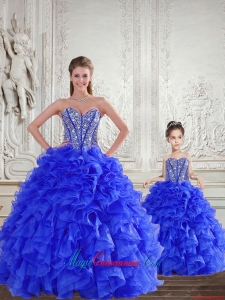 Fashionable Royal Blue Princesita Dress with Beading and Ruffles for 2015