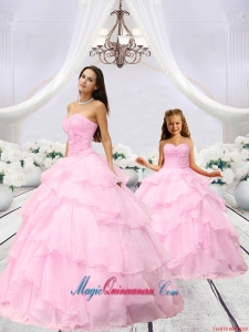 Popular Beading and Ruching Baby Pink Princesita Dress for 2015