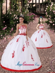 Satin and Organza Appliques Princesita Dress in White and Red