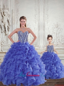 Wonderful Blue Princesita Dress with Beading and Ruffles