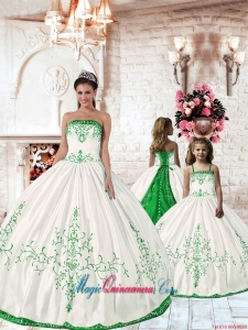 2015 Affordable Olive Green Embroidery Princesita Dress in White