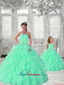 2015 Fashionable Apple Green Princesita Dress with Ruffles and Beading