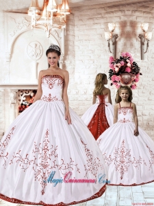 2015 Fashionable Red Embroidery White Princesita Dress