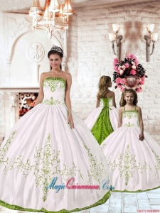 2015 New Arrival White Princesita Dress with Green Embroidery