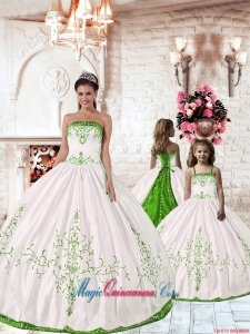 Pretty Spring Green Embroidery White Princesita Dress for 2015 Spring