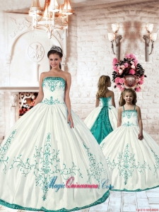Top Seller White Princesita Dress with Turquoise Embroidery