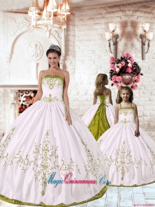 Unique White Princesita Dress with Yellow Green Embroidery for 2015