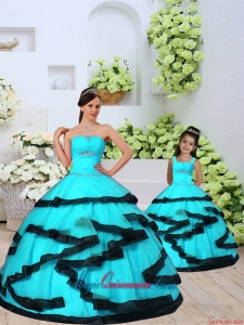 2015 Fashionable Aqua Blue Princesita Dress with Beading and Ruching
