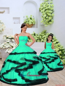 2015 Modest Beading and Ruching Princesita Dress in Turquoise