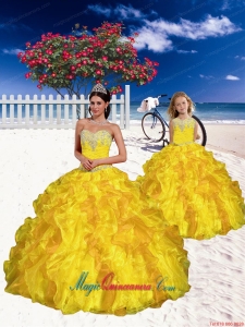 2015 Most Popular Appliques and Beading Yellow Princesita Dress