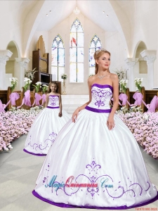 2015 New Style Embroidery White and Eggplant Purple Princesita Dress