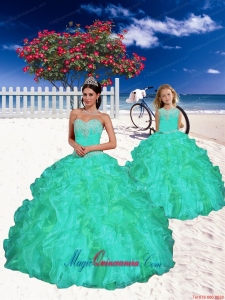 Modest Turquoise Princesita Dress with Appliques and Beading for 2015