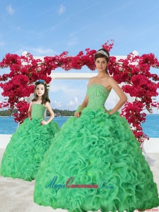New Arrival Spring Green Princesita Dress with Beading and Ruffles for 2015 Spring