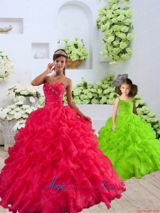 New Style Organza Coral Red Princesita Dress with Beading and Ruffles for 2015