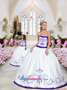Unique Embroidery White and Purple Princesita Dress for 2015