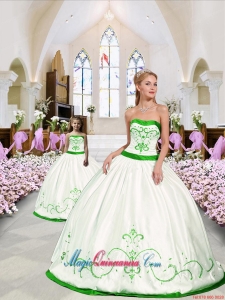 Unique Embroidery White and Spring Green Princesita Dress for 2015 Spring