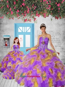 2015 Remarkable Appliques and Ruffles Colorful Princesita Dress