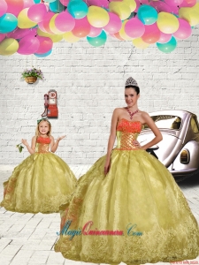 2015 Unique Beading and Embroidery Light Yellow Princesita Dress