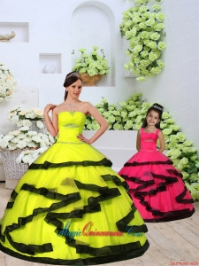 Custom Made Organza Yellow Princesita Dress with Beading and Ruching for 2015