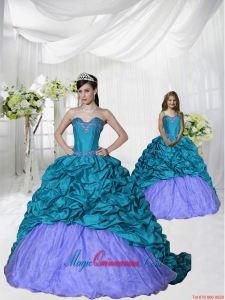 New Style Appliques Brush Train Blue and Purple Princesita Dress