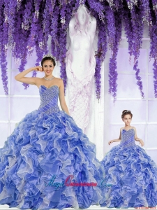 New Style Organza Beading and Ruffles Princesita Dress in Blue