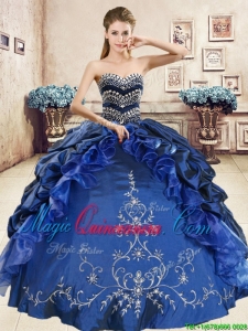 Luxurious Royal Blue Sweet 16 Dress with Beading and Embriodery